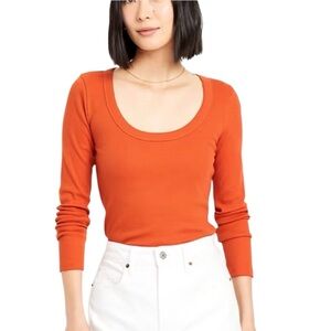 OLD NAVY Orange Snug Long-Sleeve T-Shirt, size XS